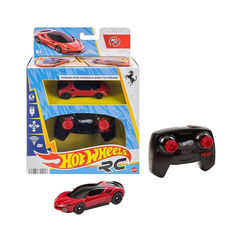 Hot Wheels RC 1:64 Scale Ferrari SF90 Stradale Assetto Fiorano Battery-Powered Remote-Control Car 5+ Years, Booster Speed Action - 194735311057