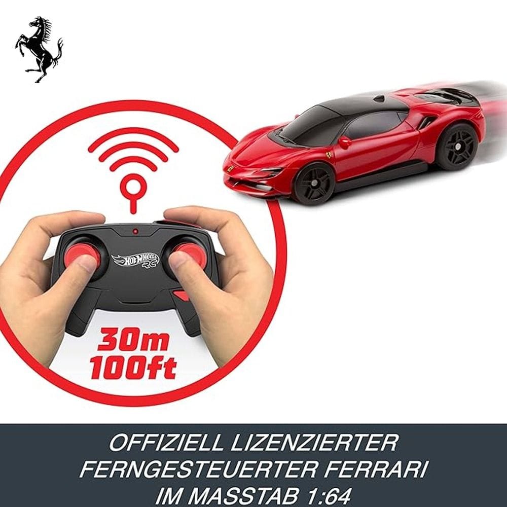 Hot Wheels RC 1:64 Scale Ferrari SF90 Stradale Assetto Fiorano Battery-Powered Remote-Control Car 5+ Years, Booster Speed Action - 194735311057