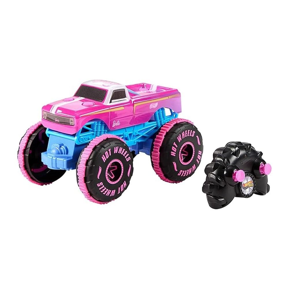 Hot Wheels Barbie RC 1:24 Monster Truck Remote Control Vehicle 4+ Years, Stunt And Spin Action, Bold Barbie-Inspired Details - 194735336883