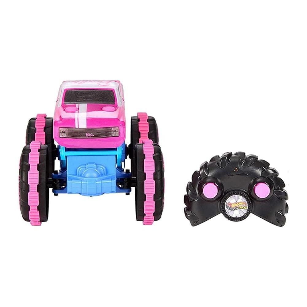 Hot Wheels Barbie RC 1:24 Monster Truck Remote Control Vehicle 4+ Years, Stunt And Spin Action, Bold Barbie-Inspired Details - 194735336883