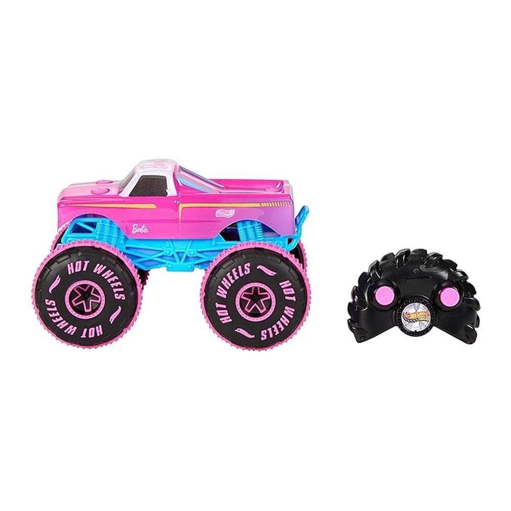 Hot Wheels Barbie RC 1:24 Monster Truck Remote Control Vehicle 4+ Years, Stunt And Spin Action, Bold Barbie-Inspired Details - 194735336883