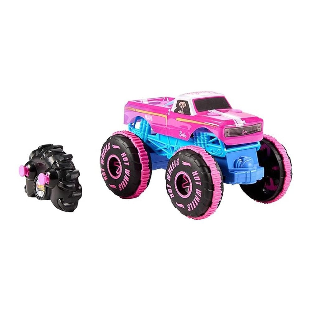 Hot Wheels Barbie RC 1:24 Monster Truck Remote Control Vehicle 4+ Years, Stunt And Spin Action, Bold Barbie-Inspired Details - 194735336883