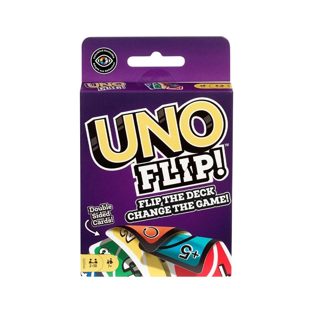 Mattel Games Uno Flip Card Game 7+ Years, Classic Uno with New Actions, Light And Dark Side Gameplay - 887961751062