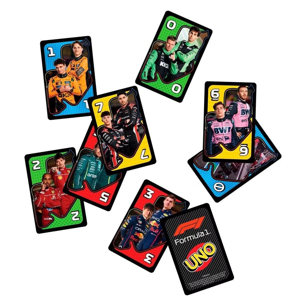 Mattel Games Uno Formula 1 Edition Card Game 7+ Years, Special Overtake Rule, Classic Uno Gameplay - 194735375257