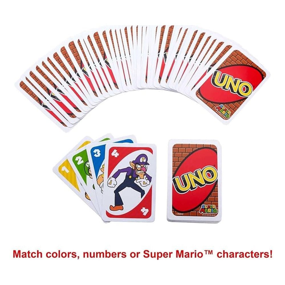 Mattel Games Uno Super Mario Card Game 7+ Years, Special Mario Super Star Card, Score And Win Challenge - 887961331240