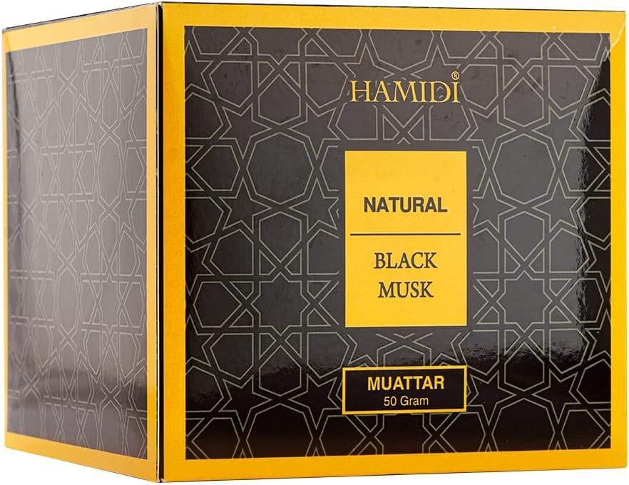 Hamidi Black Musk Muattar 100% Pure Oriental Bakhoor, Long-Lasting Smoke-Free Fragrance, Premium Incense for Home & Prayer - 50g