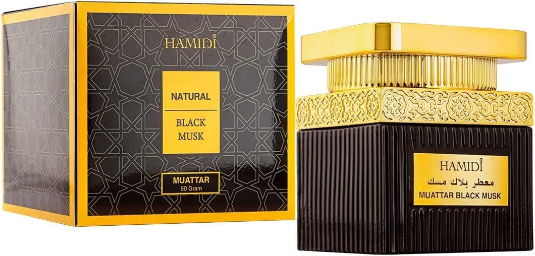 Hamidi Black Musk Muattar 100% Pure Oriental Bakhoor, Long-Lasting Smoke-Free Fragrance, Premium Incense for Home & Prayer - 50g