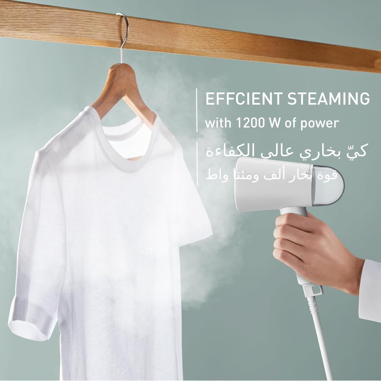 Tefal Foldable Handheld Garment Steamer, 20g/min Steam Output, Compact Travel Design, Fast Heat-Up - White - DT1020G0 