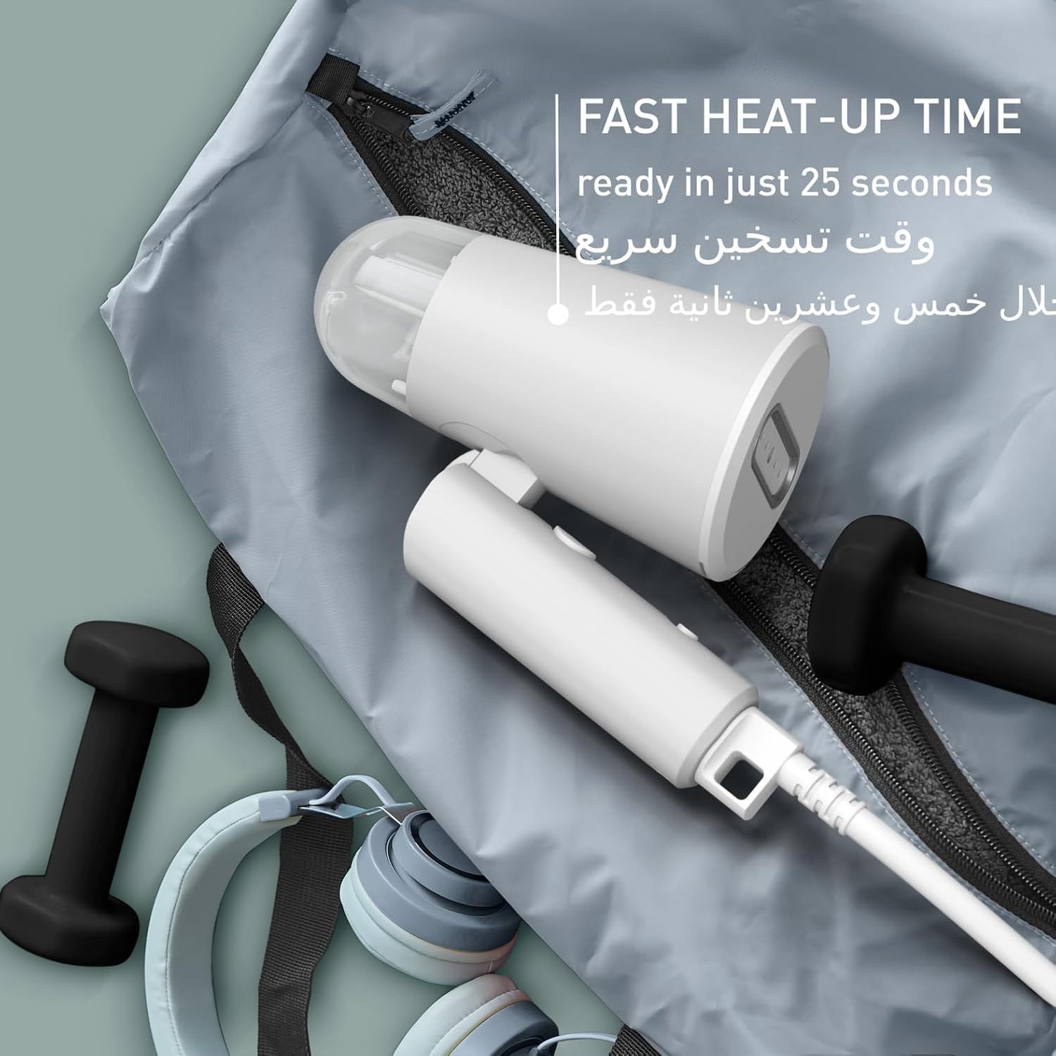 Tefal Foldable Handheld Garment Steamer, 20g/min Steam Output, Compact Travel Design, Fast Heat-Up - White - DT1020G0 