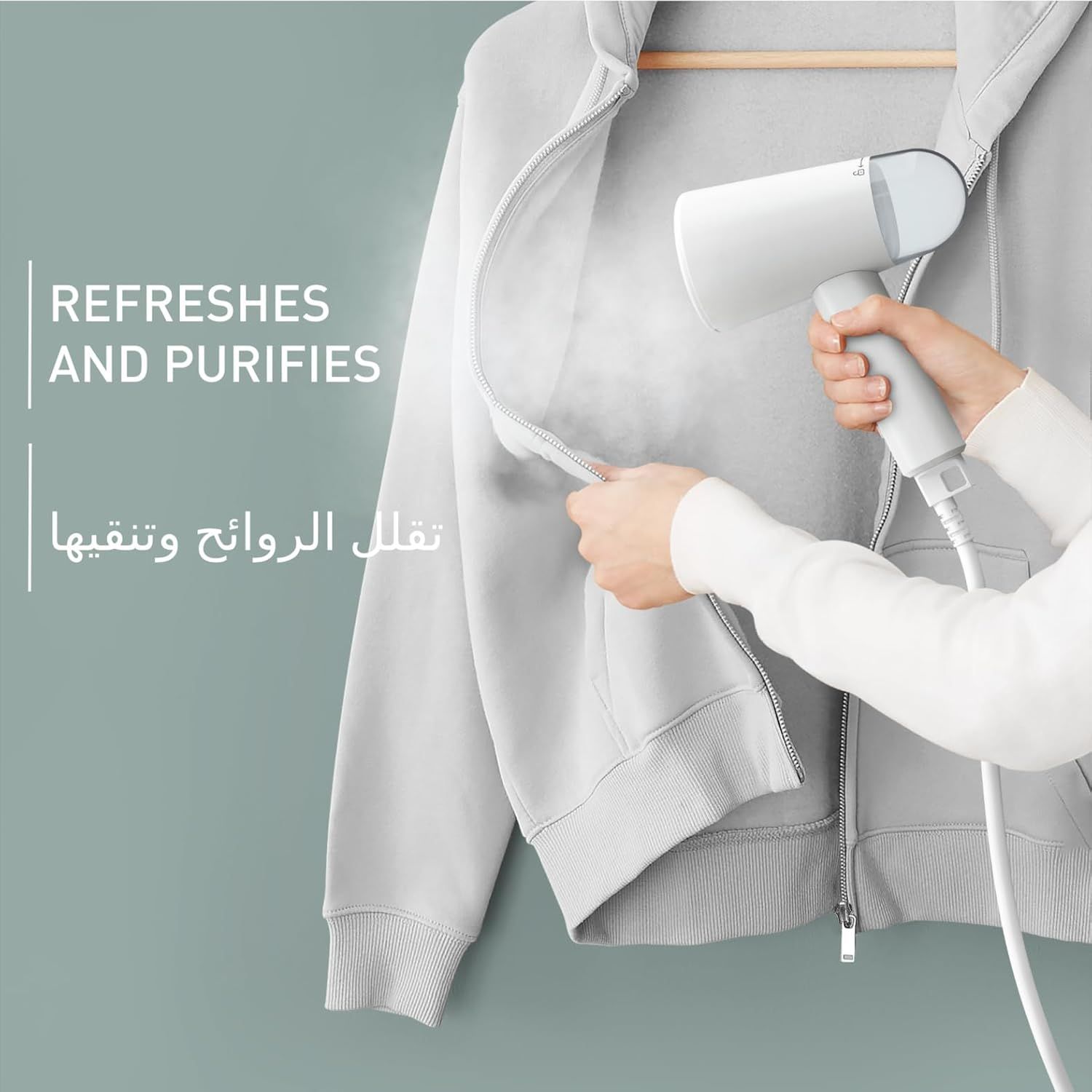 Tefal Foldable Handheld Garment Steamer, 20g/min Steam Output, Compact Travel Design, Fast Heat-Up - White - DT1020G0 