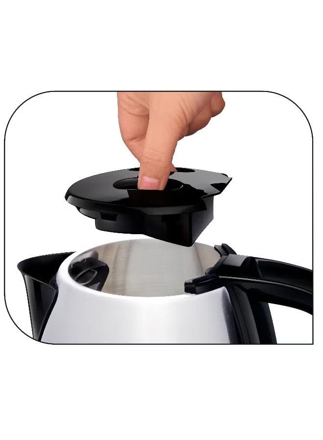 Tefal Stainless Steel Electric Kettle, 1.7L Capacity, 2400W Fast Boil, Cordless Design, Auto Shut-Off - Black - KI150D27