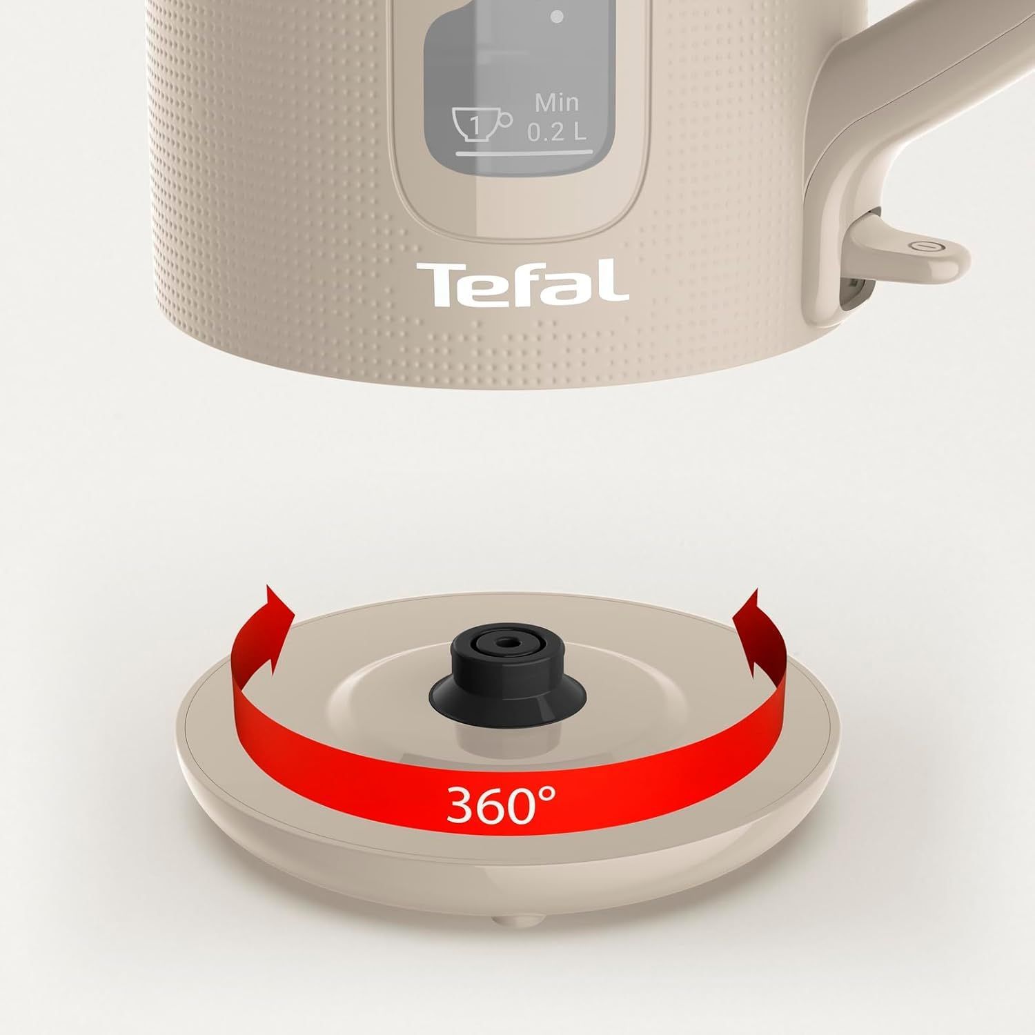 Tefal Morning Kettle, 1.7L Electric Kettle, 2200W Fast Boil, Auto Shut-Off, 360° Rotational Base, Removable Anti-Scale Filter, Fair Grey/Beige - KO2M0B27