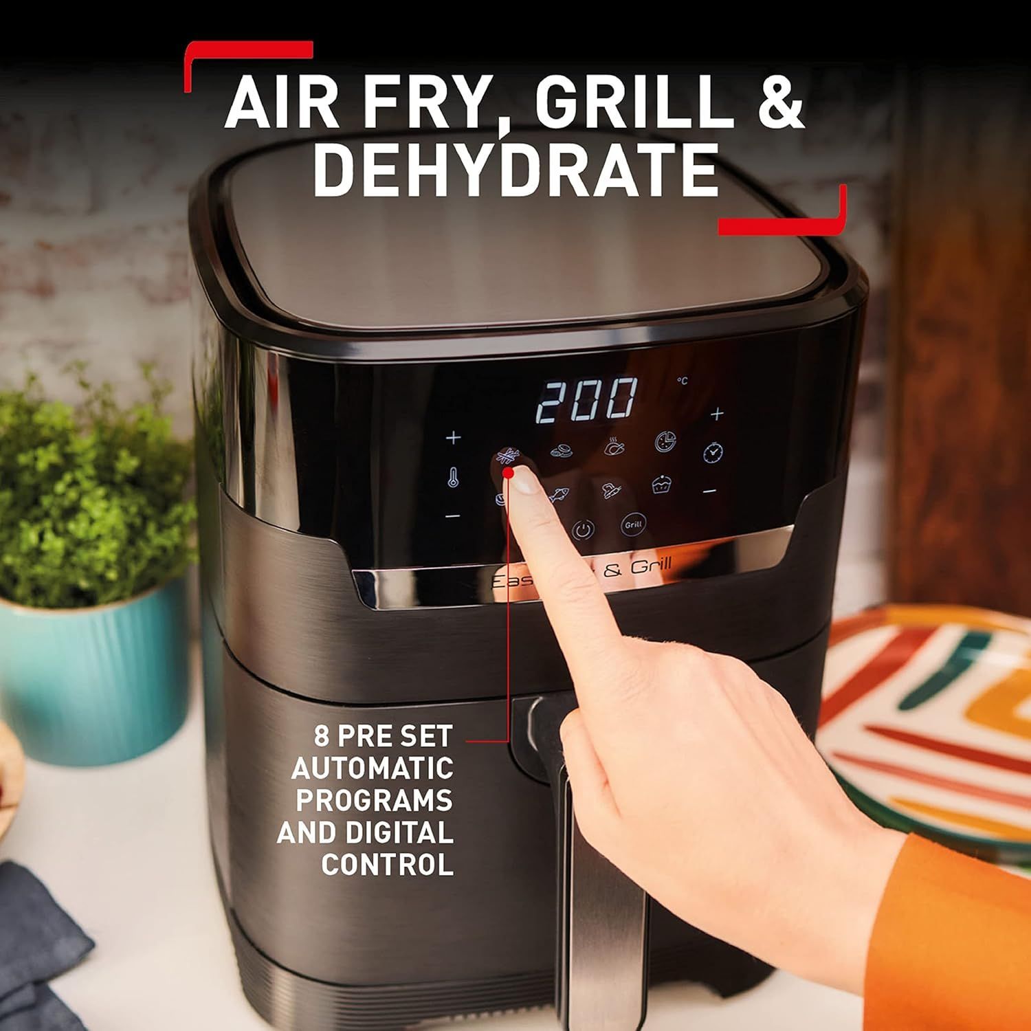 Tefal Easy Fry & Grill 4.2L Digital Air Fryer & Grill, 1550W Oil-Less 2-in-1 Cooker, Precision Cooking - Black/Gray - EY505827 