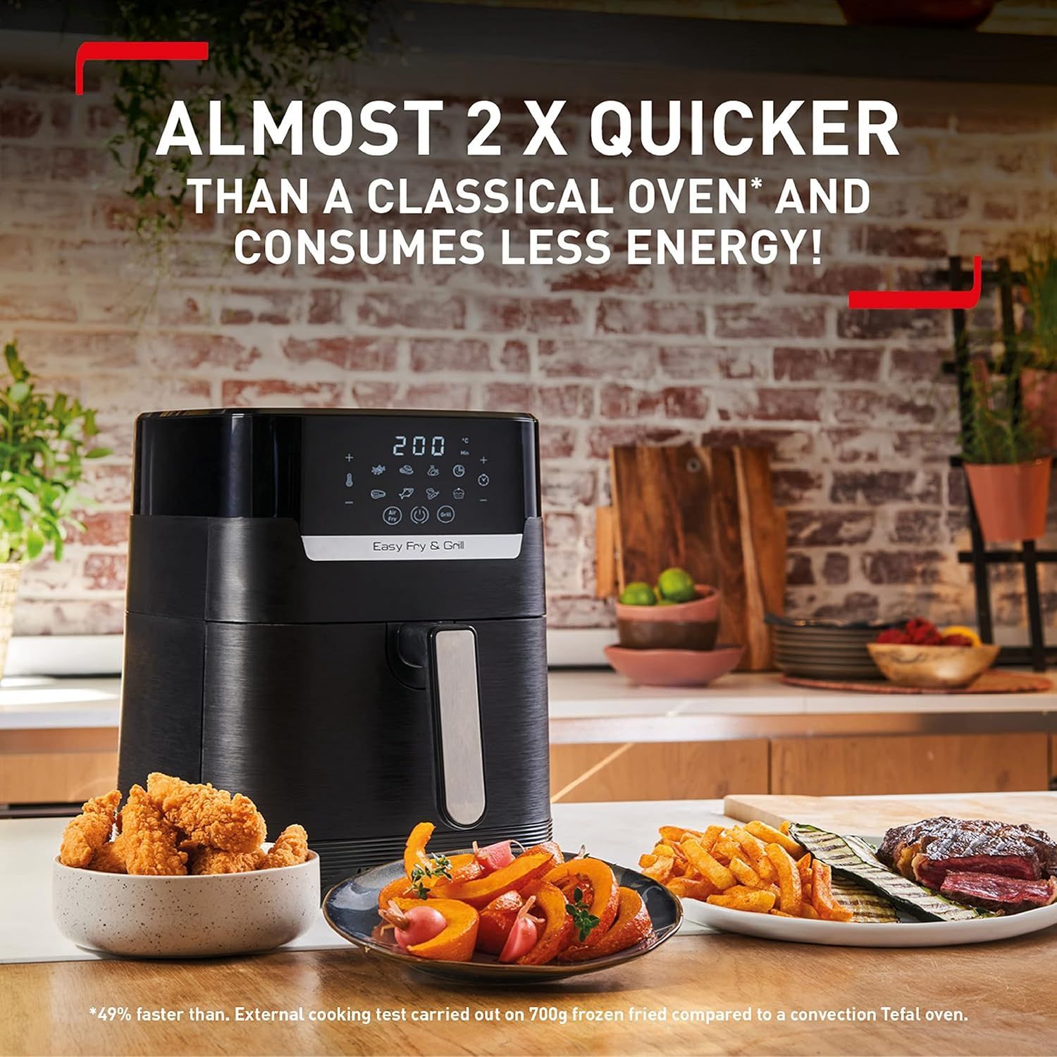 Tefal Easy Fry & Grill 4.2L Digital Air Fryer & Grill, 1550W Oil-Less 2-in-1 Cooker, Precision Cooking - Black/Gray - EY505827 