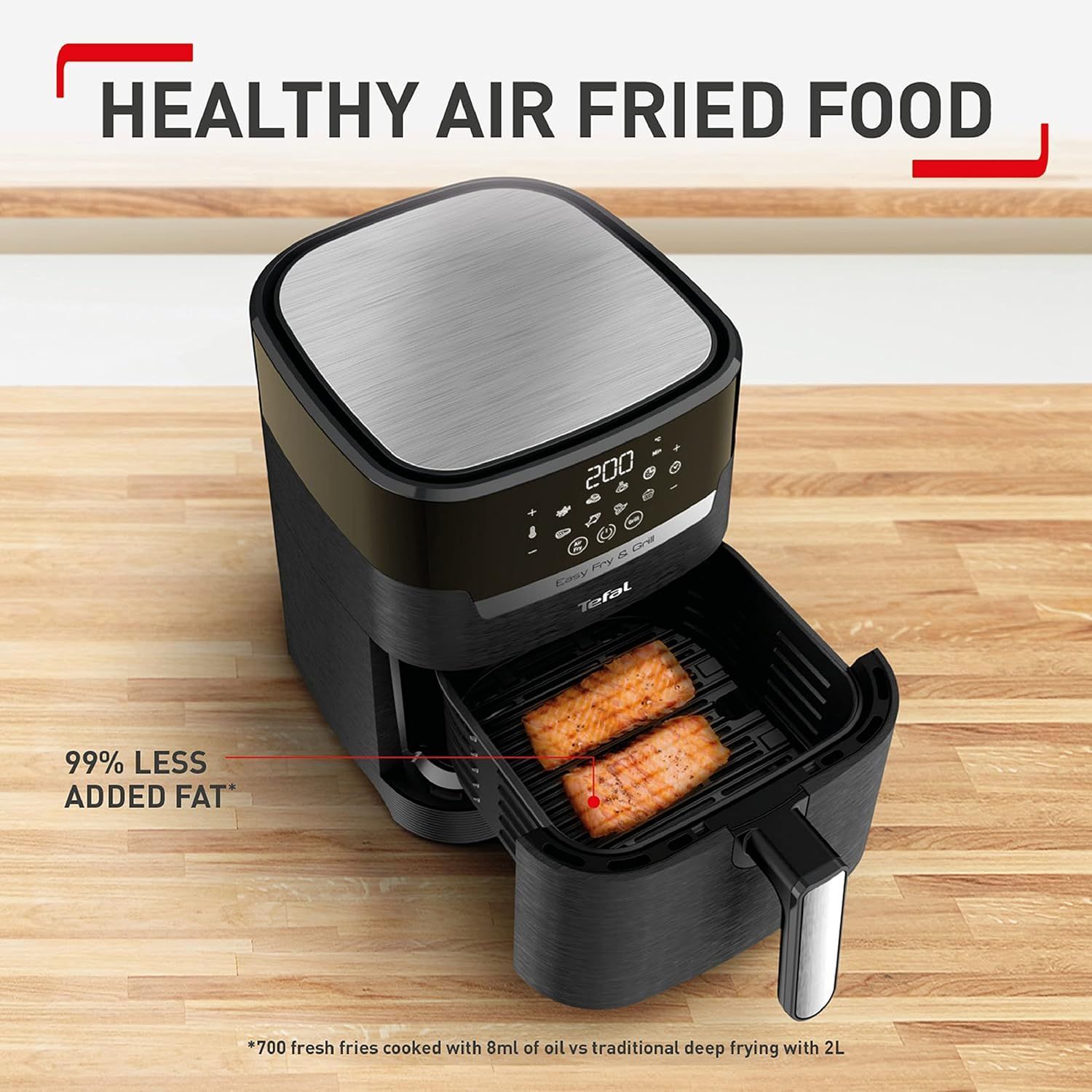 Tefal Easy Fry & Grill 4.2L Digital Air Fryer & Grill, 1550W Oil-Less 2-in-1 Cooker, Precision Cooking - Black/Gray - EY505827 