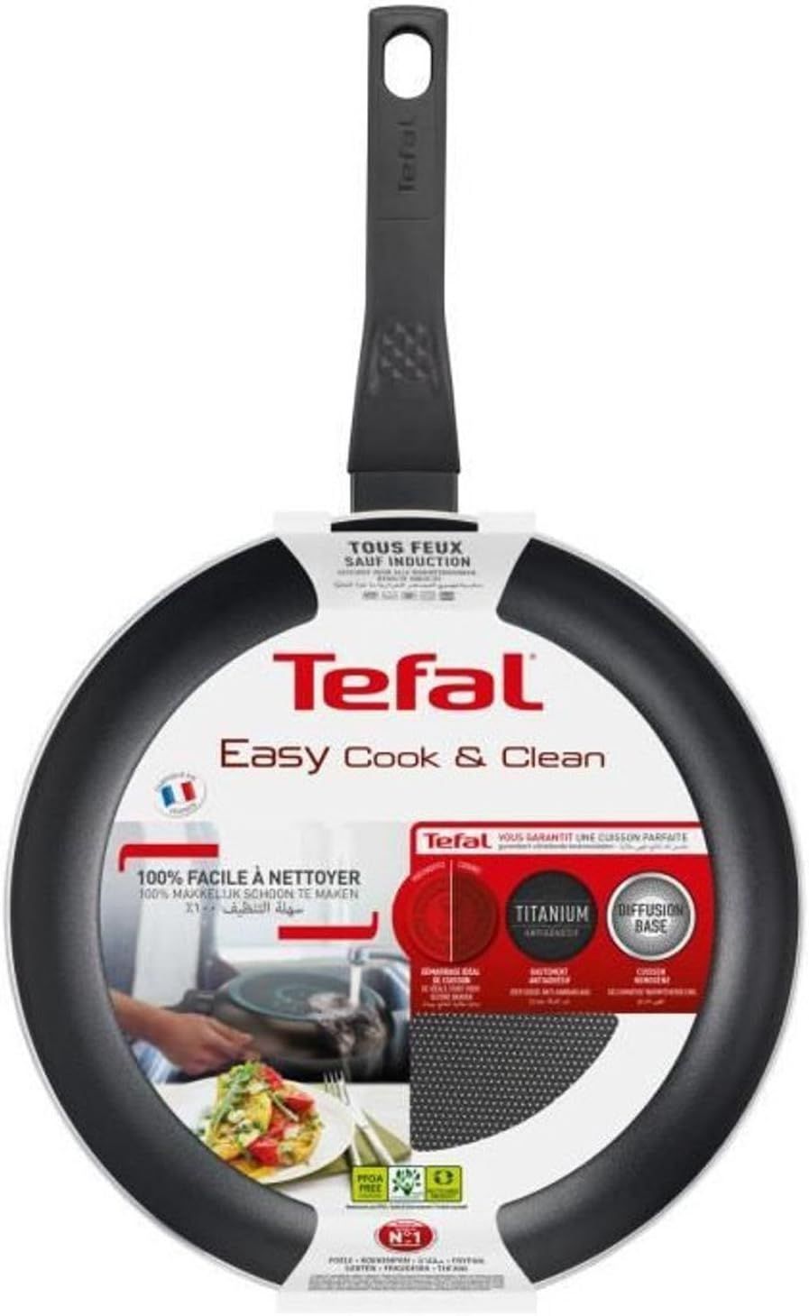 Tefal Easy Cook & Clean Frypan, 32cm Non-Stick Aluminium Cookware, Easy Clean Coating, Thermo-Signal Heat Indicator - B5540802