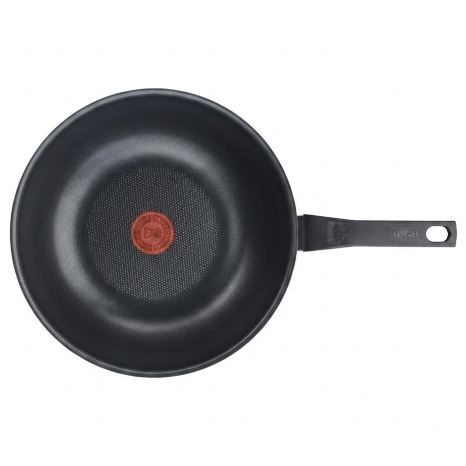 Tefal Easy Cook & Clean 28cm Wok Pan, Titanium Non-Stick Coating, Thermo-Signal Heat Indicator, Even Heat Distribution | Black - B5541902