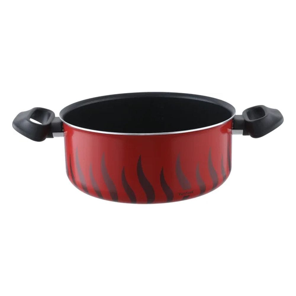 Tefal G6 Tempo Flame 24cm Dutch Oven with Lid, Titanium Non-Stick Coating, Thermo-Signal Technology, Deep Cooking Pot | Red - C3044685