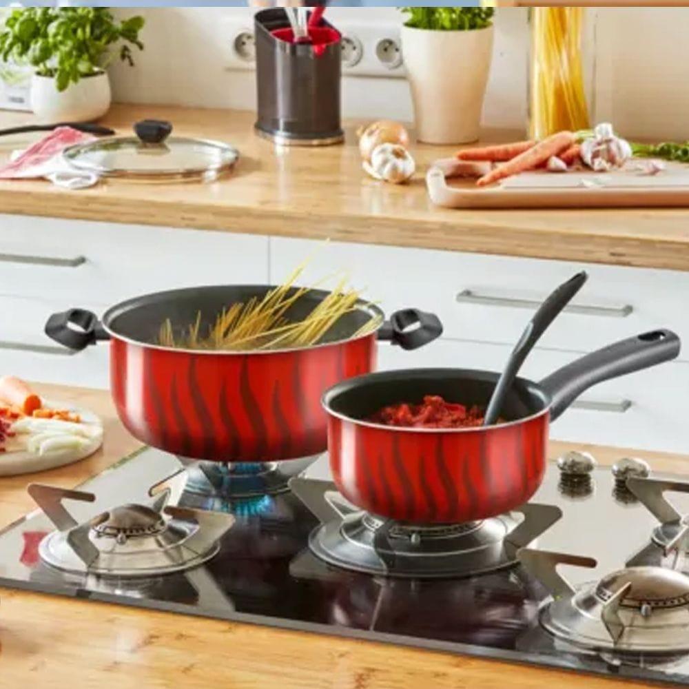 Tefal G6 Tempo Flame 28cm Wok Pan, Titanium Non-Stick Coating, Thermo-Signal Technology, Deep 3.6L Capacity | Red - C3041983