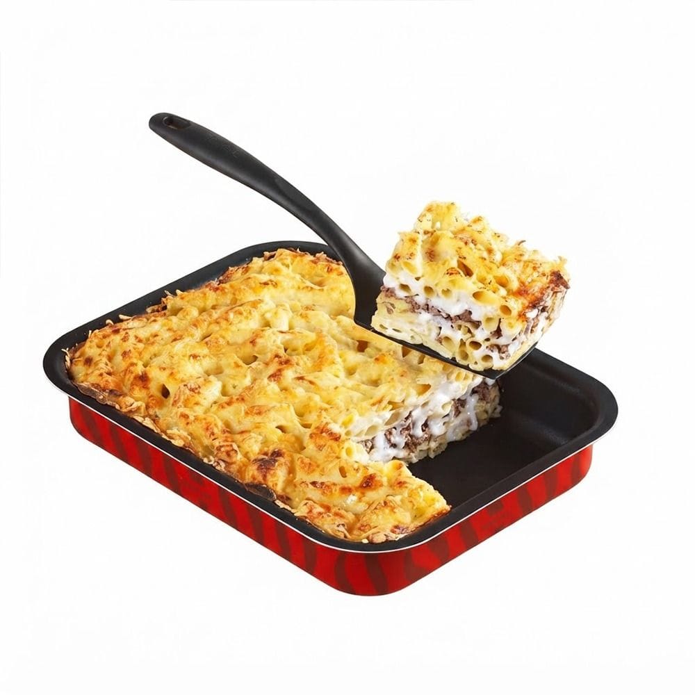 Tefal Tempo Flame 31x24cm Rectangular Ovenware, Non-Stick Aluminum Bakeware, Heat Diffusion, Easy Clean, Made in France | Red - J5714782