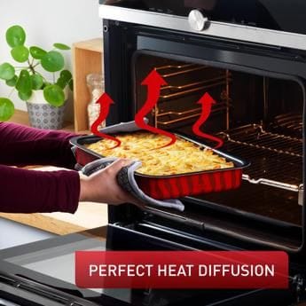 Tefal Tempo Flame Rectangular Oven Dish, 41 x 29cm Heat-Resistant Glass Bakeware, Durable Baking Dish, Oven Safe - J5714982