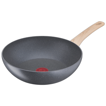 Tefal Natural Force Wok Pan, 28cm Non-Stick Mineral-Enriched Cookware, Thermo-Signal Heat Indicator, Induction Compatible - G2661902