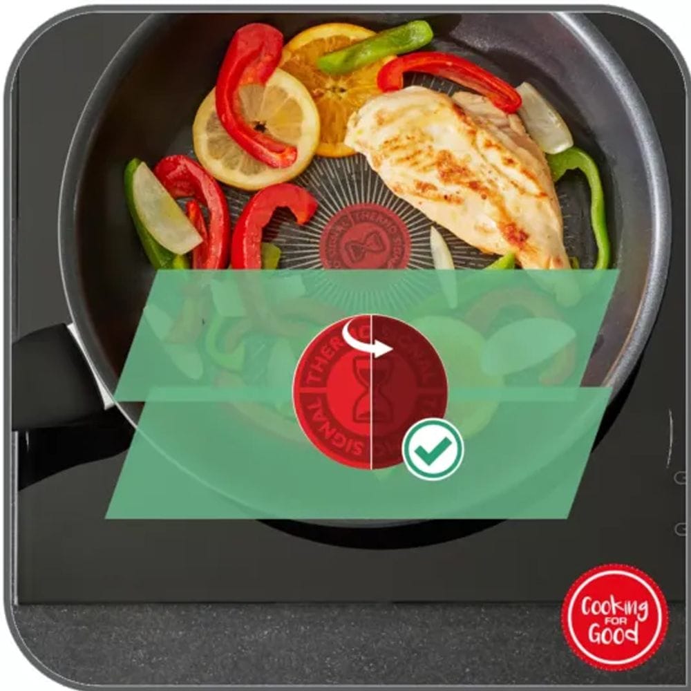 Tefal Natural Force Wok Pan, 28cm Non-Stick Mineral-Enriched Cookware, Thermo-Signal Heat Indicator, Induction Compatible - G2661902