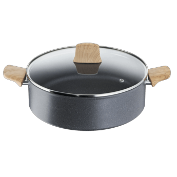 Tefal Natural Force Shallow Pot, 28cm with Lid, Non-Stick Mineral-Enriched Cookware, Induction Compatible - G2667283
