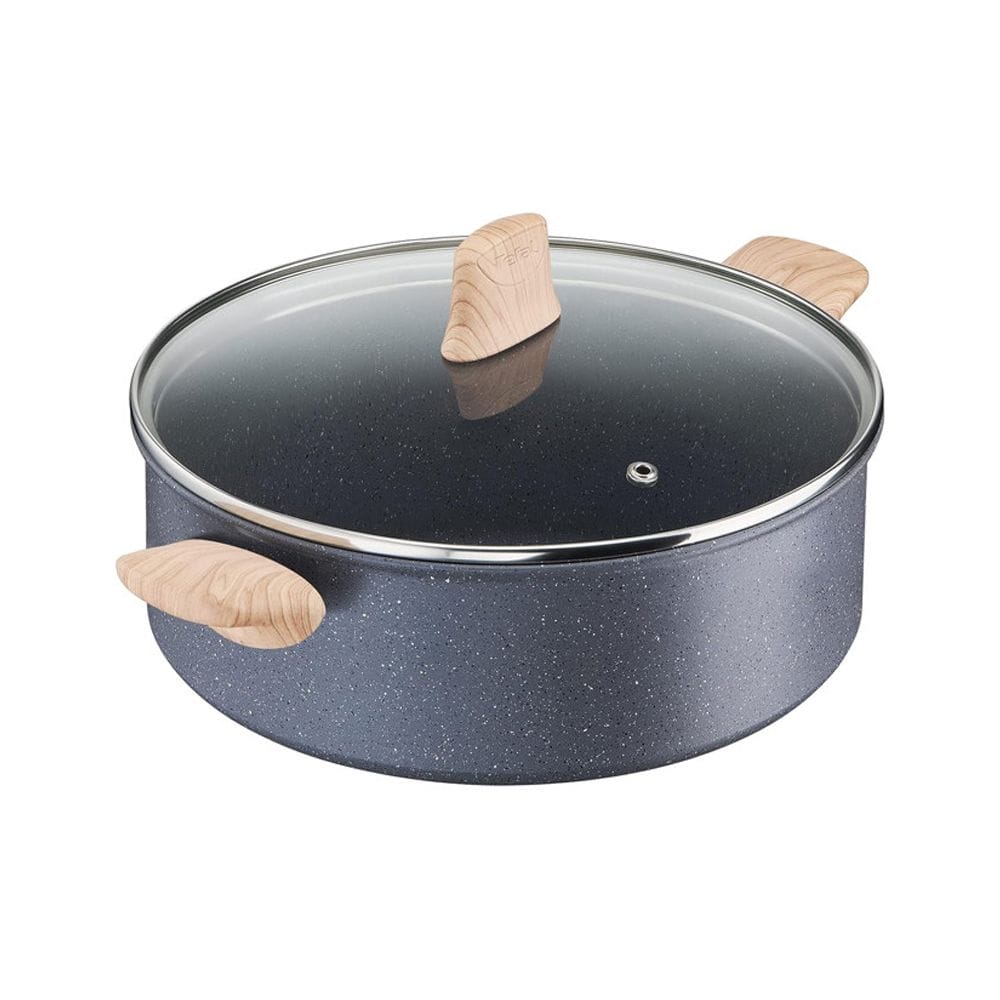 Tefal Natural Force Shallow Pot, 28cm with Lid, Non-Stick Mineral-Enriched Cookware, Induction Compatible - G2667283