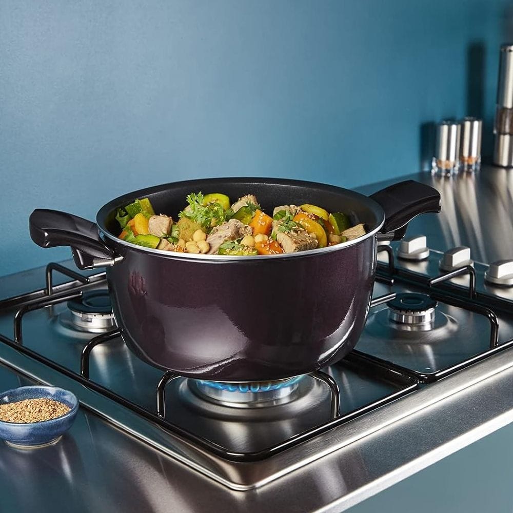 Tefal Resist Intense Stewpot, 24cm Non-Stick Aluminium Cookware, Thermo-Signal Heat Indicator, Durable Construction - D5224683