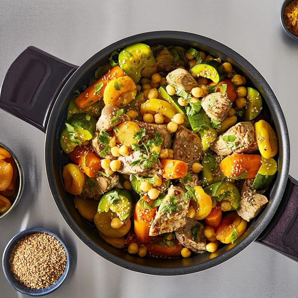 Tefal Resist Intense Stewpot, 24cm Non-Stick Aluminium Cookware, Thermo-Signal Heat Indicator, Durable Construction - D5224683