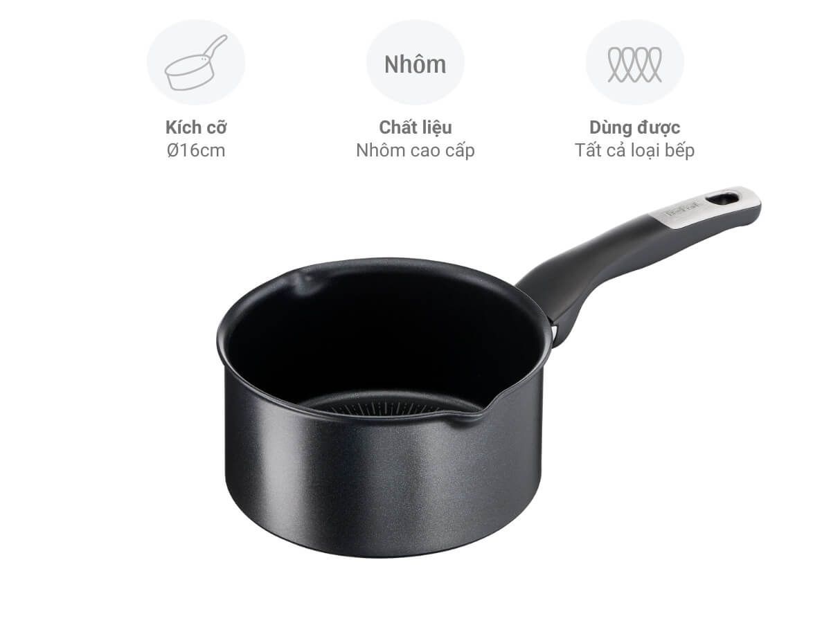 Tefal Unlimited Saucepan, 16cm Non-Stick Aluminium Cookware, Induction Compatible, Titanium Non-Stick Coating - G2552802