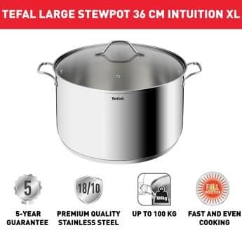 Tefal Intuition G6 Stainless Steel Stewpot, 36cm with Lid, Induction Compatible Cookware - B8647504