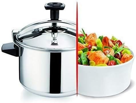 Tefal Authentique Eco Pressure Cooker, 9L Stainless Steel Cooker, Induction Compatible, Secure Locking Lid, Fast Pressure Cooking - P0534931