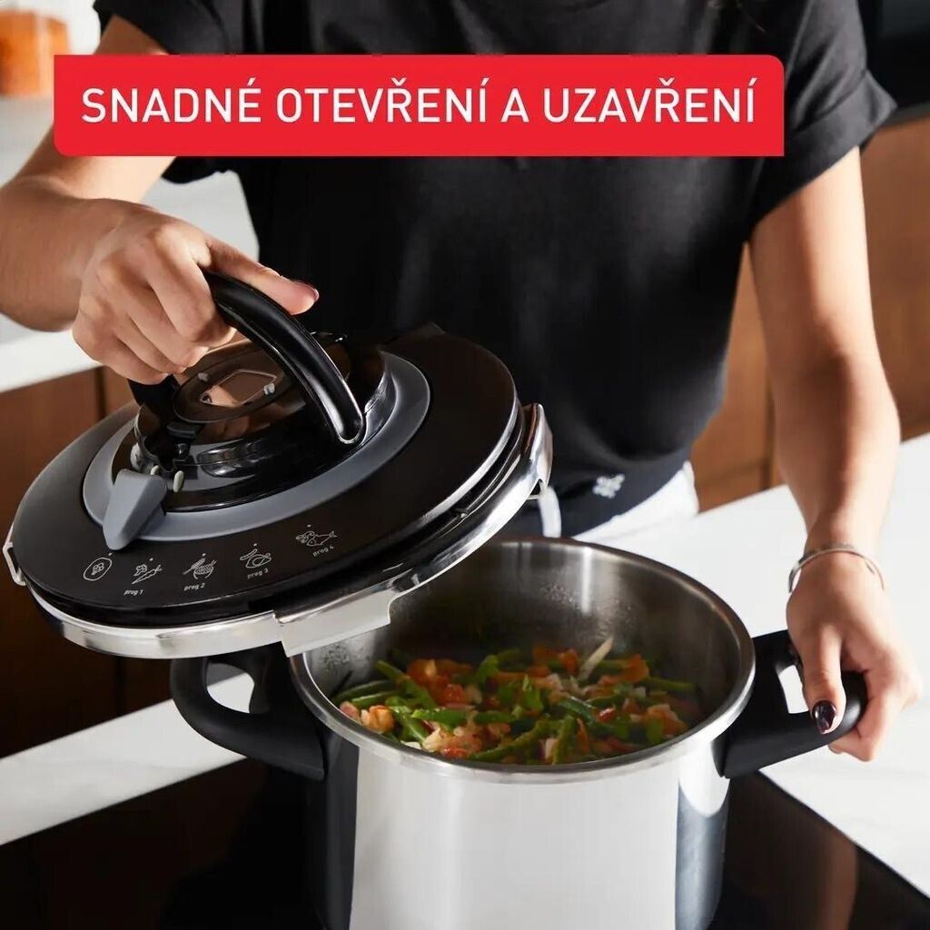 Tefal Clipso+ Chef Pressure Cooker, 6L Stainless Steel Cooker, One-Hand Opening System - P4550731