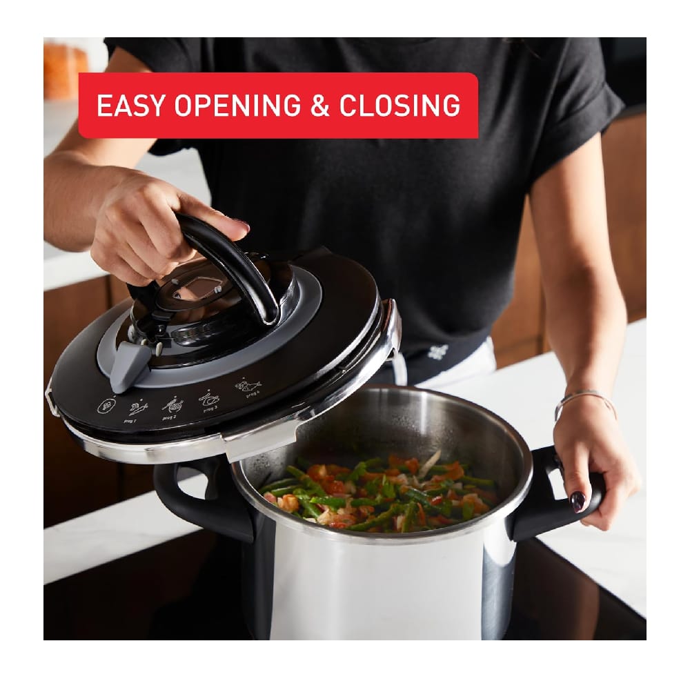 Tefal Clipso+ Chef Pressure Cooker, 10L Stainless Steel Cooker, One-Hand Opening System - P4551531