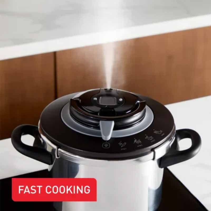 Tefal Clipso+ Chef Pressure Cooker, 10L Stainless Steel Cooker, One-Hand Opening System - P4551531