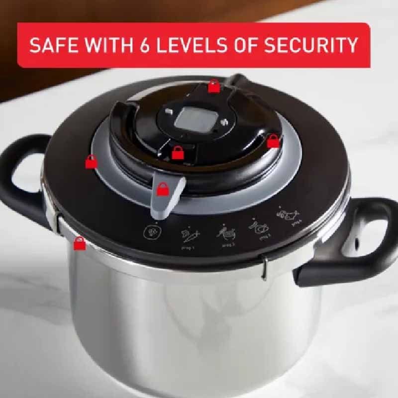 Tefal Clipso+ Chef Pressure Cooker, 10L Stainless Steel Cooker, One-Hand Opening System - P4551531
