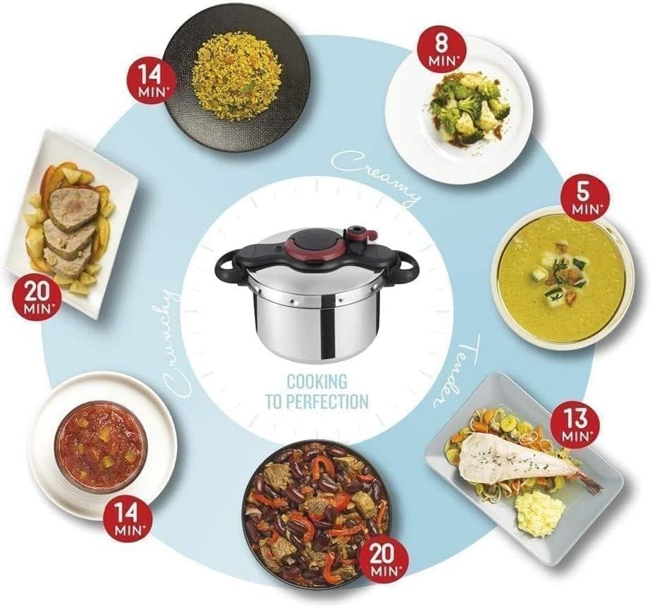 Tefal Clipso Minut Easy Pressure Cooker, 7.5L Stainless Steel Cooker, Induction Compatible, One-Hand Opening System - P4624866