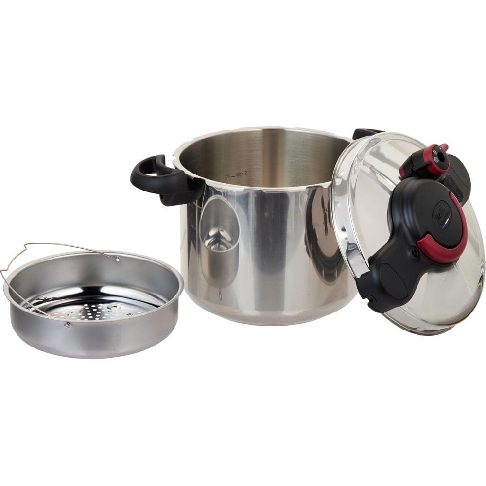 Tefal Clipso Minut Easy Pressure Cooker, 9L Stainless Steel Cooker, One-Hand Opening System, Induction Compatible, Secure Locking Lid - P4624966