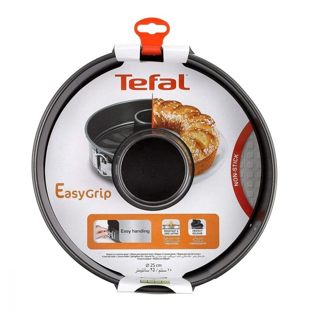 Tefal Easy Grip Gold Savarin Springform Cake Mould, 25cm Non-Stick Baking Pan, Removable Base, Durable Carbon Steel Bakeware - J1627845
