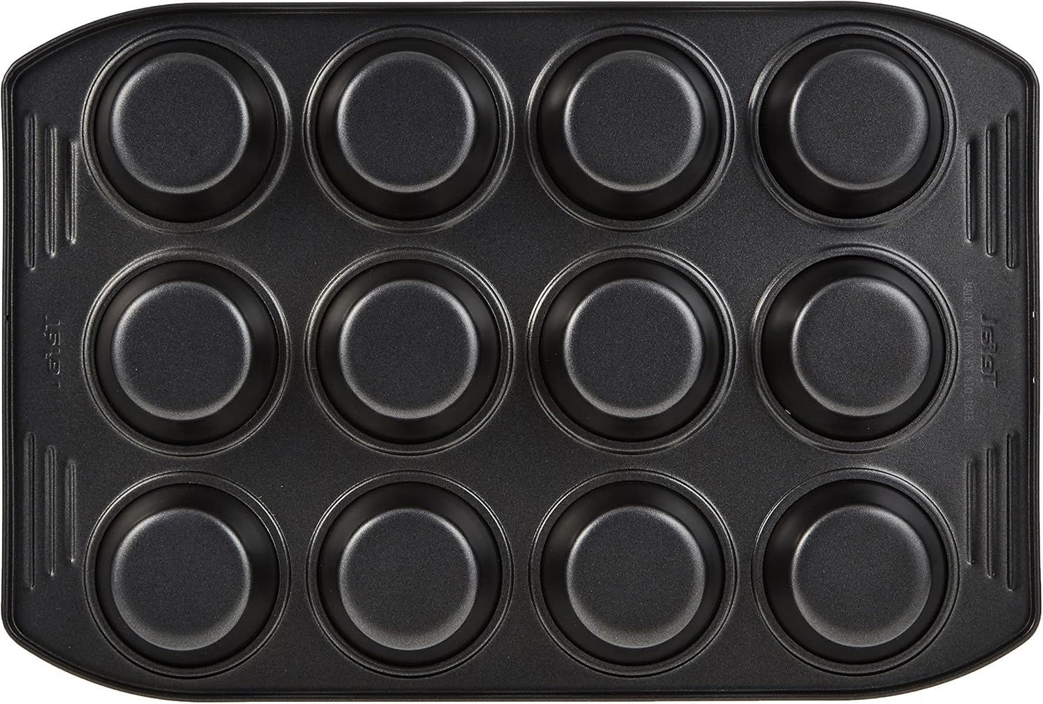 Tefal Easy Grip Gold Muffin Tray, 12-Cup Non-Stick Carbon Steel Bakeware, Easy Release Design, Durable Baking Pan - J1625745