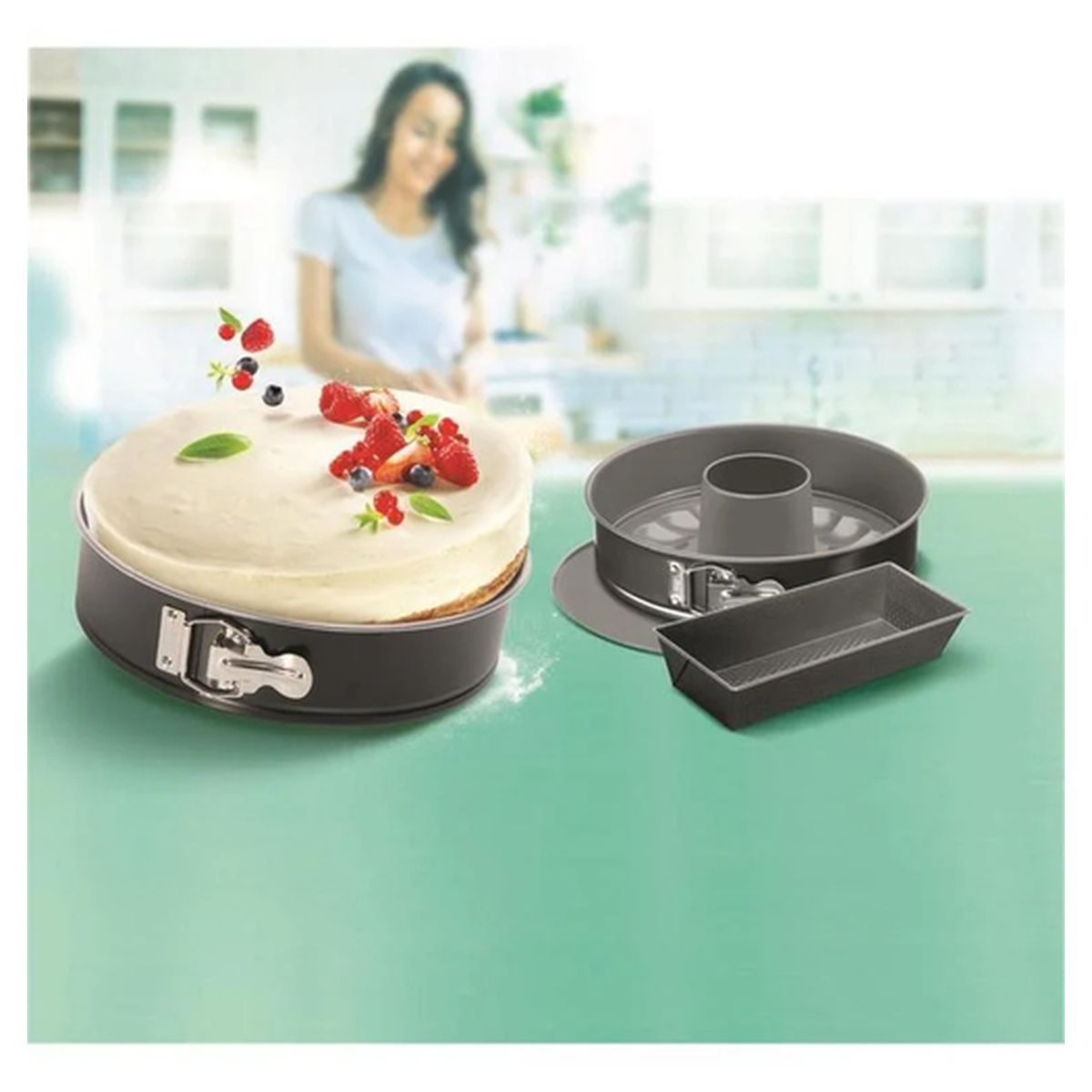 Tefal Easy Bake Bakeware Set, 3-Piece Carbon Steel Non-Stick Baking Pans, Durable Oven Bakeware - J174S274