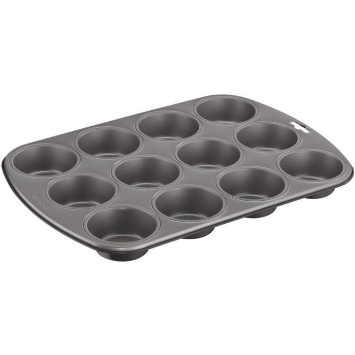 Tefal Easy Bake Muffin Tray, 12-Cup Non-Stick Carbon Steel Muffin Pan, Durable Bakeware - J1745074