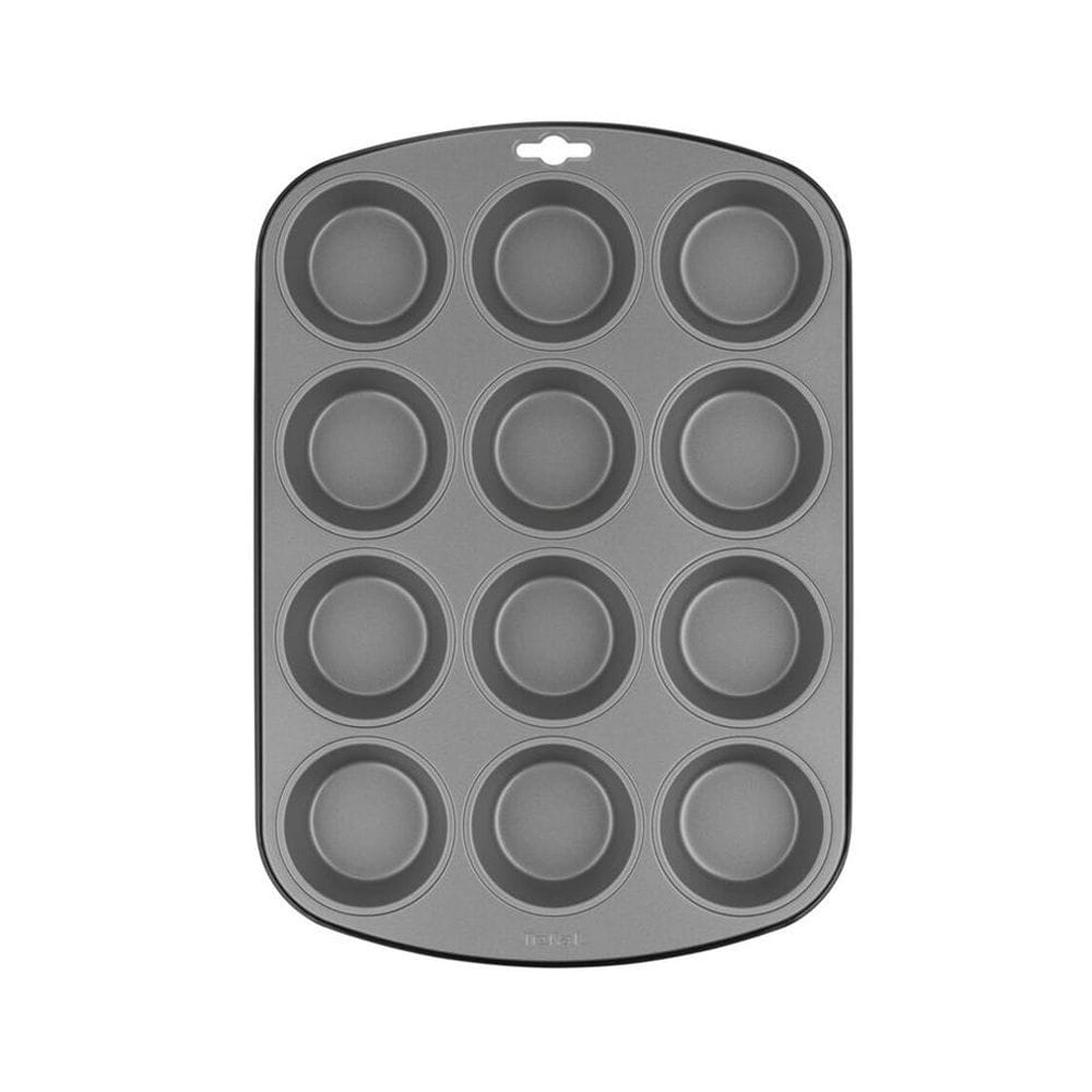 Tefal Easy Bake Muffin Tray, 12-Cup Non-Stick Carbon Steel Muffin Pan, Durable Bakeware - J1745074