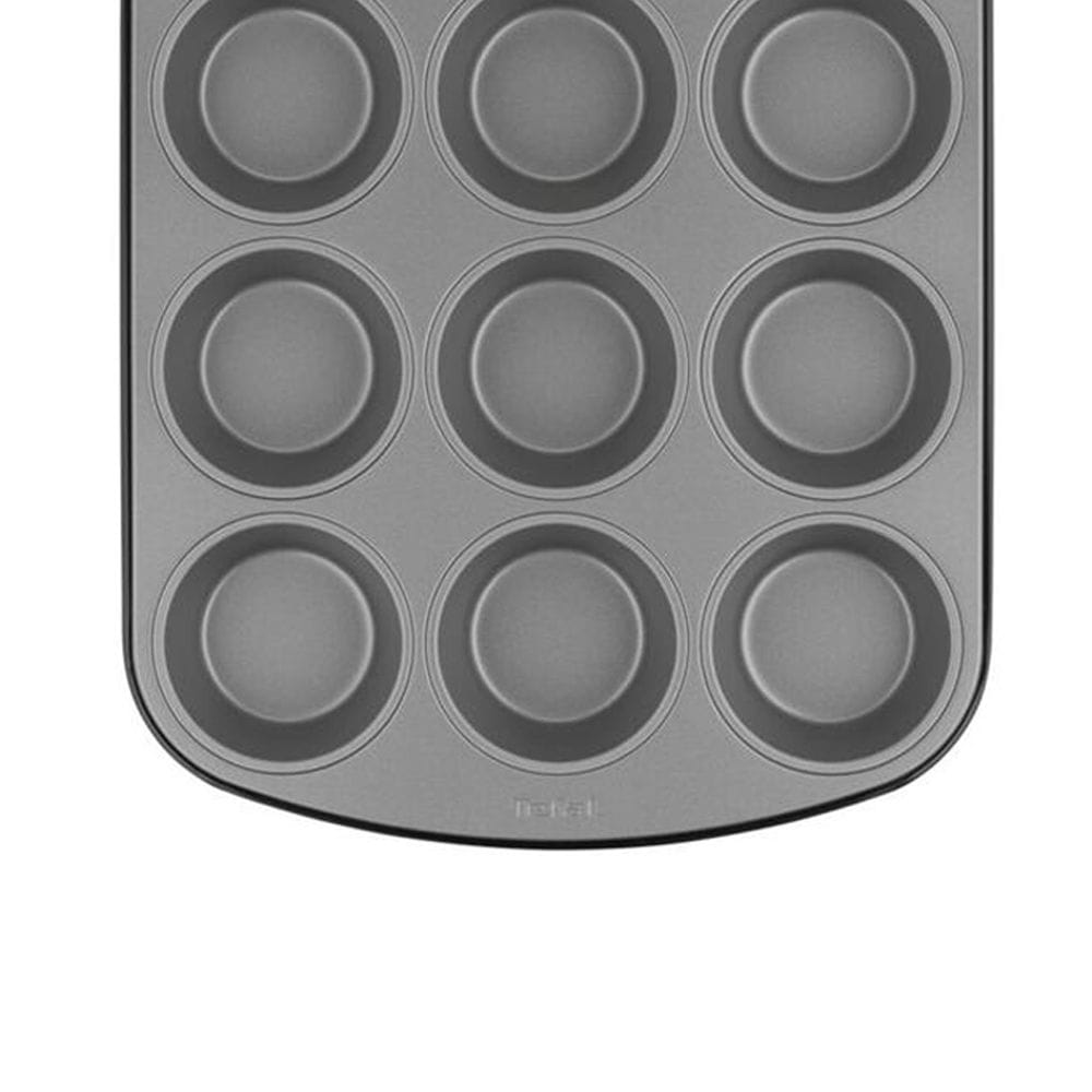 Tefal Easy Bake Muffin Tray, 12-Cup Non-Stick Carbon Steel Muffin Pan, Durable Bakeware - J1745074