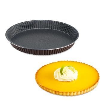Tefal Perfect Bake Fluted Tart Pan, 33cm Non-Stick Tart Mould, Durable Carbon Steel Bakeware, Easy Release Design - J5542102