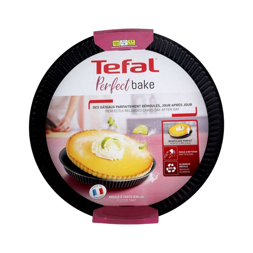 Tefal Perfect Bake Fluted Tart Pan, 30cm Non-Stick Tart Mould, Durable Carbon Steel Bakeware, Easy Release Design - J5548402