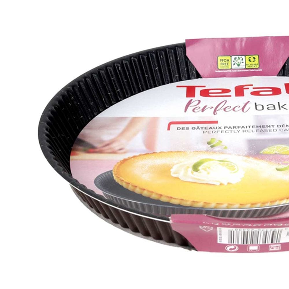 Tefal Perfect Bake Fluted Tart Pan, 30cm Non-Stick Tart Mould, Durable Carbon Steel Bakeware, Easy Release Design - J5548402