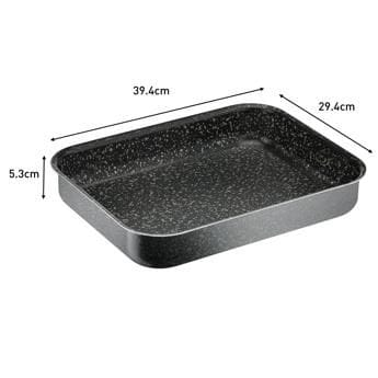 Tefal Black Stone Rectangular Oven Dish, 22 x 29cm Non-Stick Baking Dish, Durable Carbon Steel Bakeware, Even Heat Distribution - J5584683